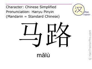 马路 แปล|English translation of 马路 ( malu / mălù )